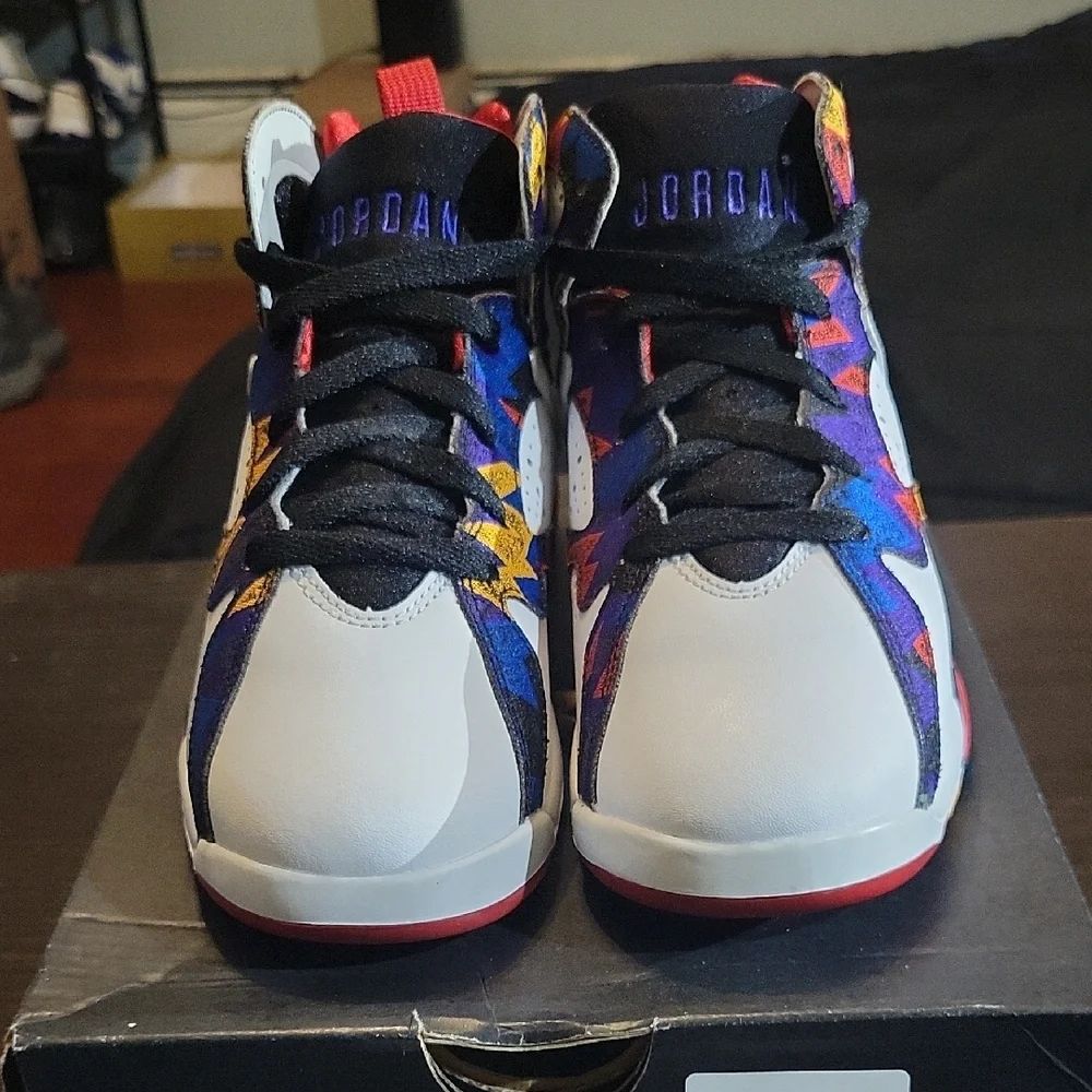 Air Jordan 7 Retro (GS) Rare "Nothing But Net" (2015) B3Y/G4.5 NEW W/OG BOX - Picture 4 of 11